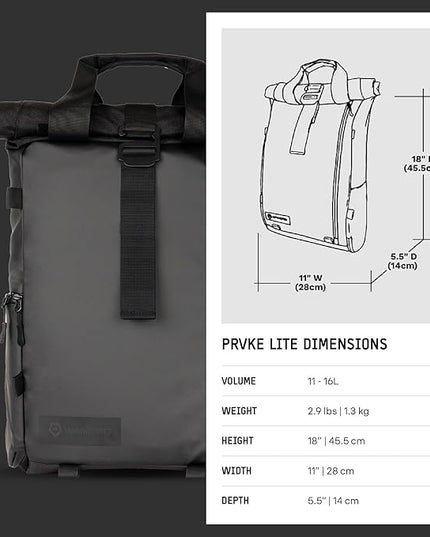 WANDRD PRVKE Lite: Weather-Resistant Travel & Camera Backpack with Laptop Sleeve, Quick Side Access, Clamshell Opening – Ideal Photography & Travel Bag