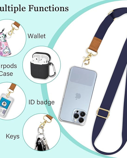 Phone Lanyard Crossbody Strap, Blue Cell Phone Lanyards for Around the Neck Wristlet Shoulder, Wrist Strap for Keys Adjustable Accessories Travel Essentials