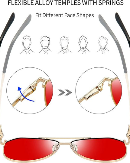 Joopin Polarized Metal Aviation Sunglasses Men, Classic Military Sun Glasses Women, Rectangle Shades UV400 Protection Costume
