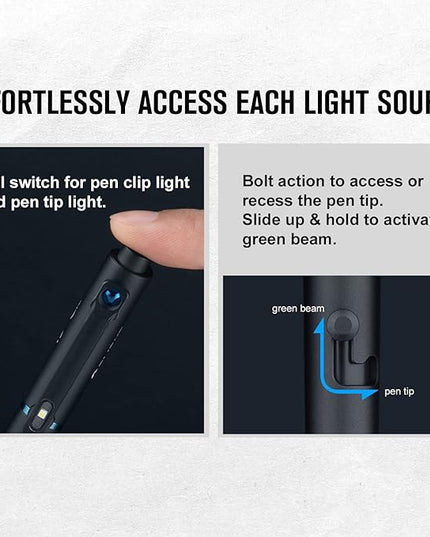 OLIGHT O'Pen Glow EDC Pen Light, 120 Lumens with Green Beam, Rechargeable LED Flashlight for Outdoor Uses, Writing, Adventure, Professional Business Gift(Black)