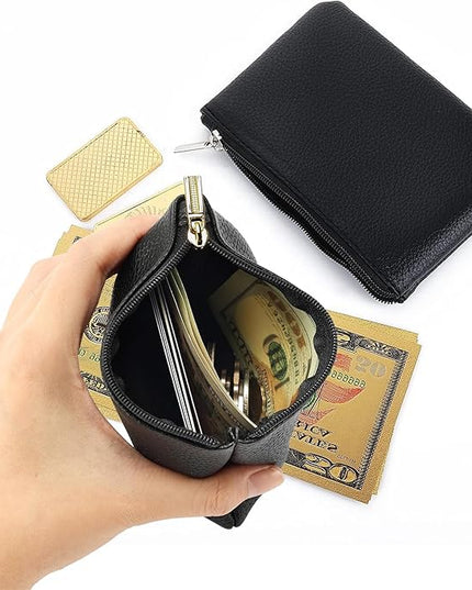 4 Pack Leather Zipper Coin Purse,Portable Change Wallet,Coin Pouch with Zipper for Men Women,Small Pouch Change Purse Coin Bag,Mini Coin Pocket Pouch Change Holder for Men Women(4 colors)