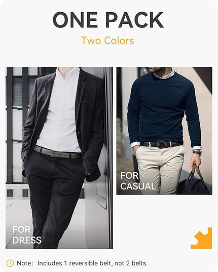 CHAOREN Reversible Belt Men 1 Piece - 1.25" Leather Dress Belt - Trim to Fit for Elegant Style