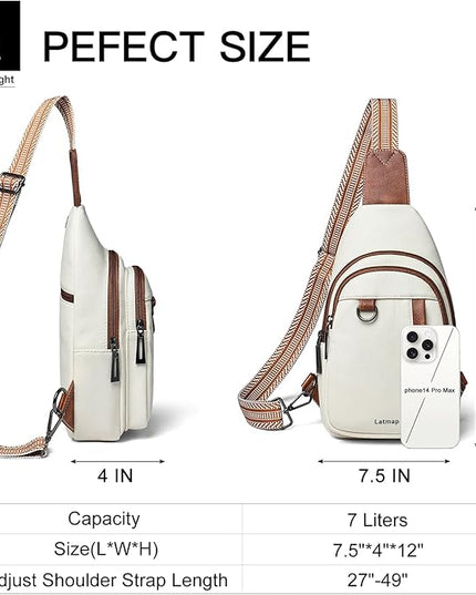 7L Sling Bag for Women Men Leather Small Sling Backpack Daypack Anti Theft Fanny Pack Crossbody Purse Travel