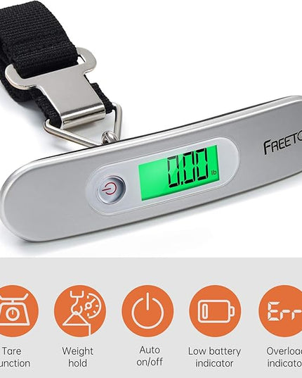 FREETOO Luggage Scale Portable Digital Hanging Scale for Travel, Suitcase Weight Scale with Superior Piano Lacquer 110 Lb/ 50Kg Capacity, Battery Included