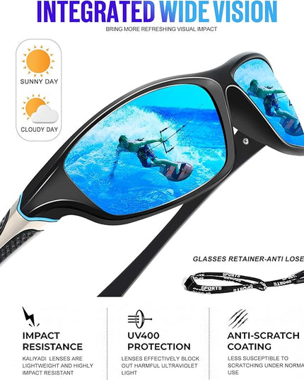 KALIYADI 4 Pack Polarized Sunglasses-Men Sports Sun-glasses: Mens Sunglasses UV Protection for Fishing Driving Cycling