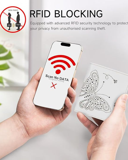 KITEVIUN Small RFID Wallet Women Ultra Thin Slim Womens Wallet Mini Compact Bifold Pocket Ladies Wallets for Women WHITE