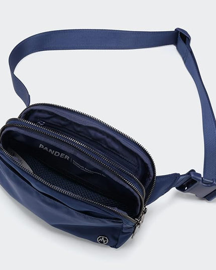 Pander Everywhere Belt Bag for Women, 5 Zipper Pockets Nylon Crossbody Fanny Pack Purse (Blue Perennial)