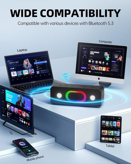 Bluetooth Speaker & Valentines Day Gifts for Him: Portable Wireless, IPX6 Waterproof, 16W HD Sound, 24H Playtime, TWS Pairing, LED Lights, for Home/Outdoors/Beach, Birthday Gifts for Men/Women, Black