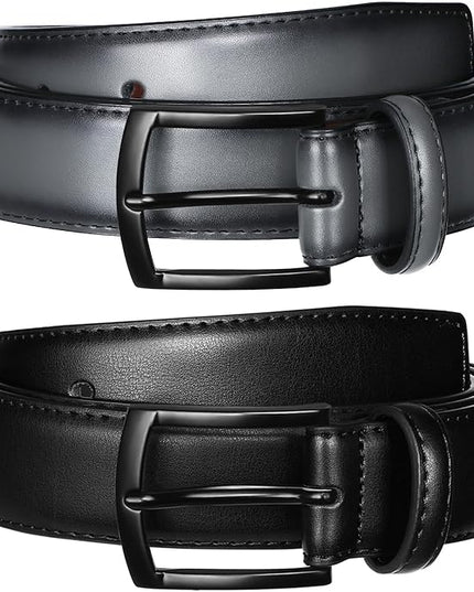 Men's Belt 2Pack Genuine Leather Belt for Men Dress Casual Golf Jeans Pants 1 3/8"