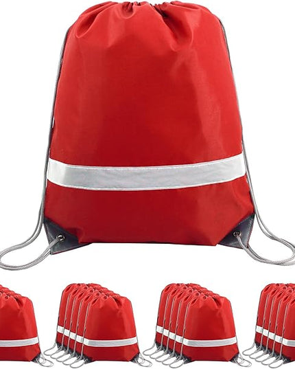 BeeGreen Drawstring Backpack Bags 20,30,50 Packs Reflective String Bags for Gym Sport Trip Cinch Sack DIY for Women Men
