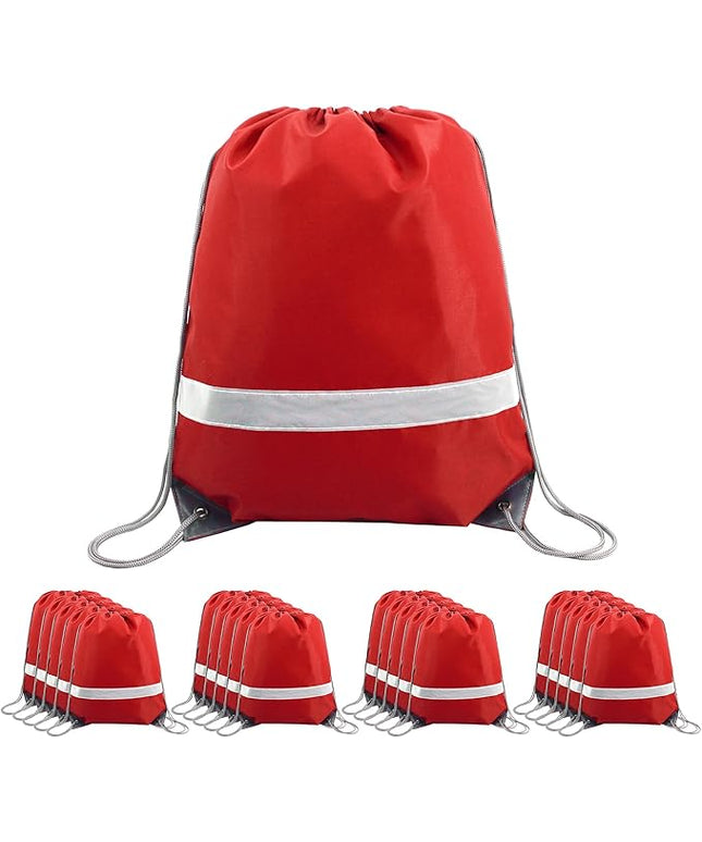BeeGreen Drawstring Backpack Bags 20,30,50 Packs Reflective String Bags for Gym Sport Trip Cinch Sack DIY for Women Men