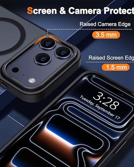 Hython Case for iPhone 17 Pro Case Magnetic Translucent Matte Phone Cases 6.3" [Compatible with MagSafe] Thin Slim Fit Shockproof Bumper Hard Protective Cover for Women Men Girls, Frosted Black