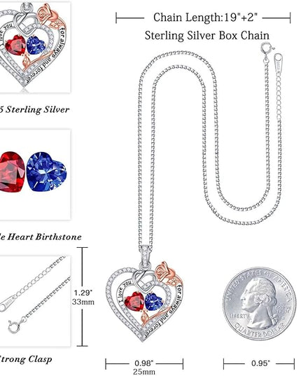 Iefil Christmas Gifts for Wife Women - 925 Sterling Silver Double Birthstone Necklace, Anniversary Birthday Gifts for Women, Jewelry Gift for Wife Girlfriend Mom Her