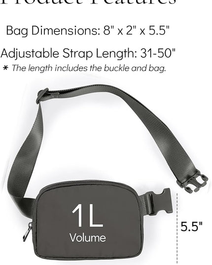 YOSHUYUKI Fanny Pack Crossbody Bag Trendy Waterproof Small Cross Body Purse for Women Men Fashion Waist Packs Mini Belt Pouch Chest Bum Hip Bag Lulu Dupes for Travel Vacation Running Dim Grey