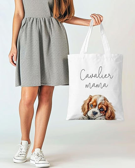 Dog Mama Canvas Tote Bag for Women, Dogs Lover Gift for Dog Mom, Birthday Christmas Cute Rottweiler Gifts For Women.