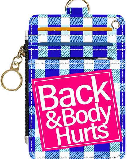 Slim Wallet Credit Card Holder, Blue Checkered X, RFID Wallet Women Cute Small Front Pocket Wallet With Zipper, PU Leather Thin travel RFID Blocking Card Case ID Window,Ladies Gifts