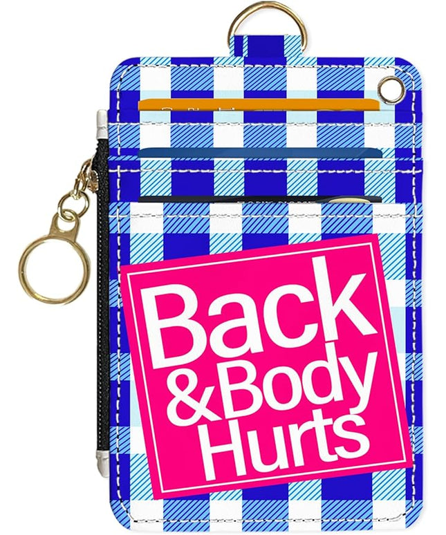 Slim Wallet Credit Card Holder, Blue Checkered X, RFID Wallet Women Cute Small Front Pocket Wallet With Zipper, PU Leather Thin travel RFID Blocking Card Case ID Window,Ladies Gifts