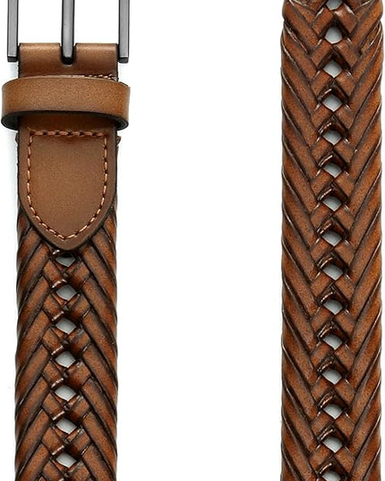 CHAOREN Leather Braided Belts for Men - 1 1/8" Mens Casual Woven Leather Belt for Dress Pant