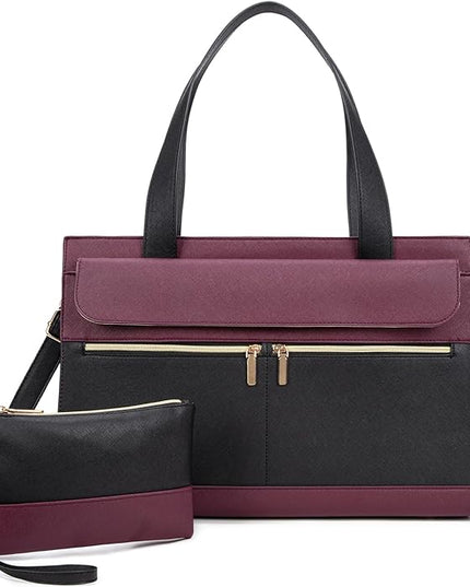 Laptop Bag for Women 15.6 Inch, Professional Tote Briefcase Purse, Eco-friendly Leather Teacher Bag Work Bag for Business