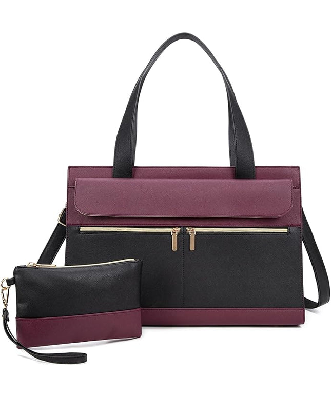 Laptop Bag for Women 15.6 Inch, Professional Tote Briefcase Purse, Eco-friendly Leather Teacher Bag Work Bag for Business