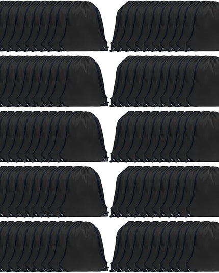 GoodtoU Drawstring Bags Bulk, 100 Pcs Cinch Bag Gym Sackpack Drawstring Backpack for Women & Men, Black