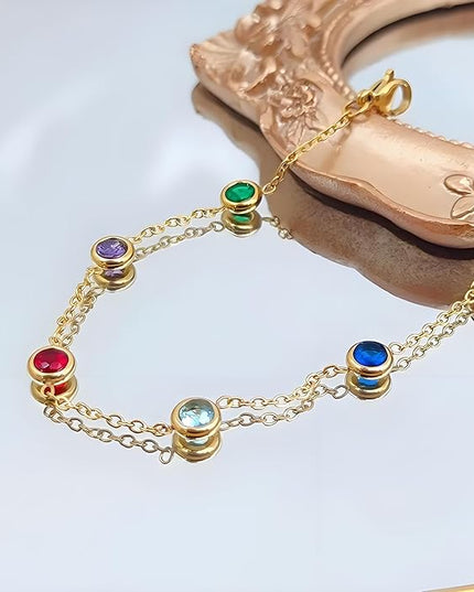 DASIQI Zirconia Tennis Bracelet for Women Hypoallergenic Gold Silver Titanium Steel Chains with Rainbow Stones, Pavé Sparkle | Everyday Luxury