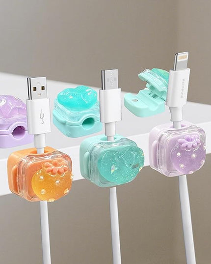 3Pack Magnetic Cable Clips for Nightstand, Adhesive Night-Glowing Cord Holder Organizer for Office Home Desk Wall Car (Strawberry)