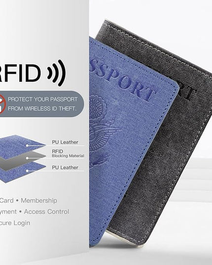 2 Pack Vaccine Card Holder,Passport And Vaccine Card Holder Combo-Purple&Black