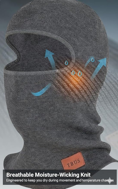 TBUS Men’s Knit Insulated Face Mask Beanie, Thermal Full Face Cover Ski Mask for Cold Weather for Women and Men