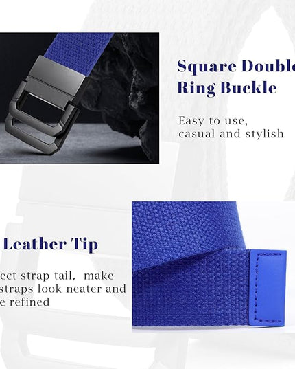 SANSTHS Canvas Belt with Double Ring Buckle, Fabric Web Belt for Women Men Double Ring for Outdoor & Casual Wear