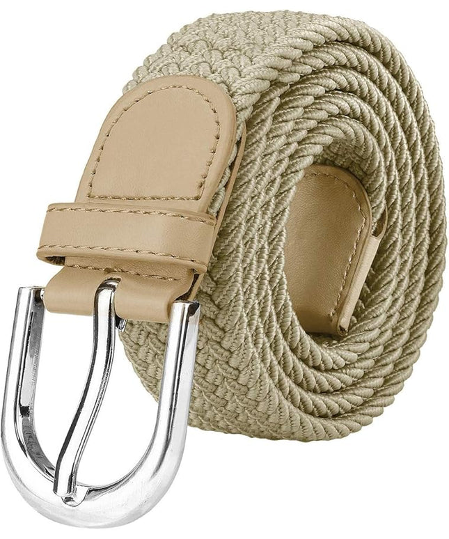 Falari Men Women Multicolored Elastic Stretch Braided Belt Canvas Fabric Woven No Holes Belt