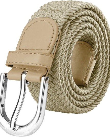 Falari Men Women Multicolored Elastic Stretch Braided Belt Canvas Fabric Woven No Holes Belt