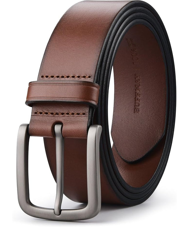 Buffway Men's Leather Belt,1.5" Handmade Top-Grain Leather–Durable,Comfortable,Suitable for Everyday Formal & Casual Wear
