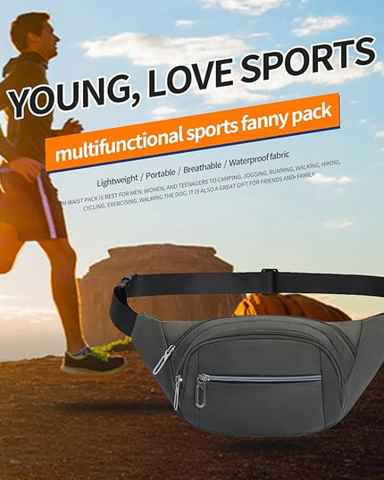 DAITET Crossbody Fanny Pack for Men&Women,Large Waist Bag & Hip Bum Bag with Adjustable Strap for Outdoors Workout Traveling Casual Running Hiking Cycling