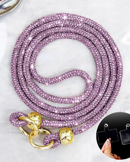 Crystal Phone Lanyard for Women Sparkling Crossbody Phone Strap with Full Rhinestone Bling Anti-Theft Phone Strap