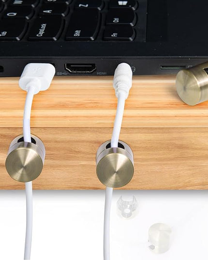 3 Sets Charger Holders for Cords, Antique Copper Color Adjustable Cable Anchor Holders, Adhesive Metal Cord Clips, Cable Management Wire Organizers for Desk, Office, Nightstand