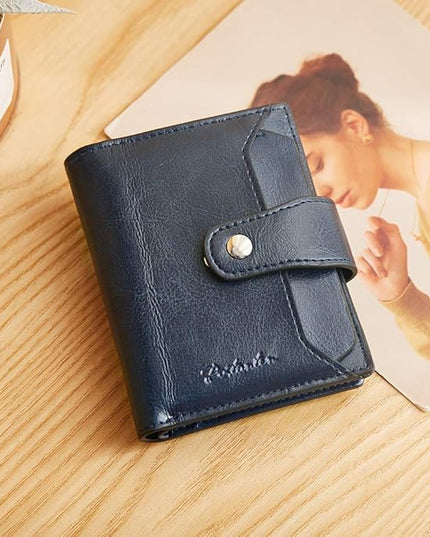 BOSTANTEN Women Leather Wallet RFID Blocking Small Bifold Zipper Pocket Wallet Card Case Purse with ID Window