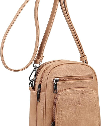 FADEON Small Purses for Women Crossbody Bags, Designer PU Leather Mini Cross Body Purse Travel Shoulder Bag Card Slots