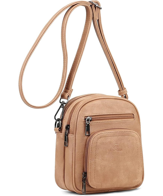 FADEON Small Purses for Women Crossbody Bags, Designer PU Leather Mini Cross Body Purse Travel Shoulder Bag Card Slots