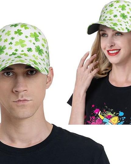 St. Patrick's Day Lucky Shamrock Hat Adjustable Irish Green Clover Baseball Cap Trucker Hat for Men Women