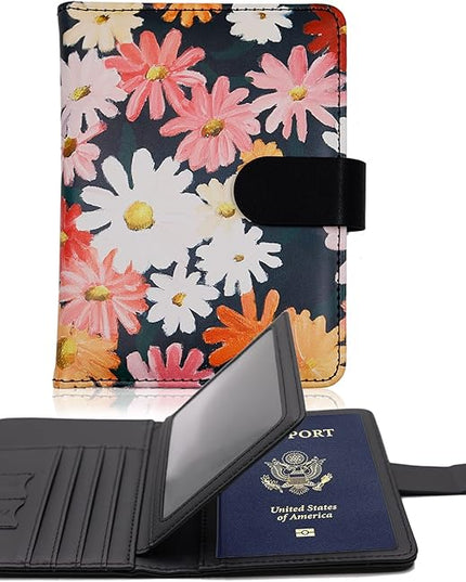 Melsbrinna Rfid Passport Holder for Travel women/Men, Cute Passport Wallet Rfid Blocking Card Slots, Rfid Passport Cover/CaseTravel Wallet, Passport Book Holder (1, Black1)