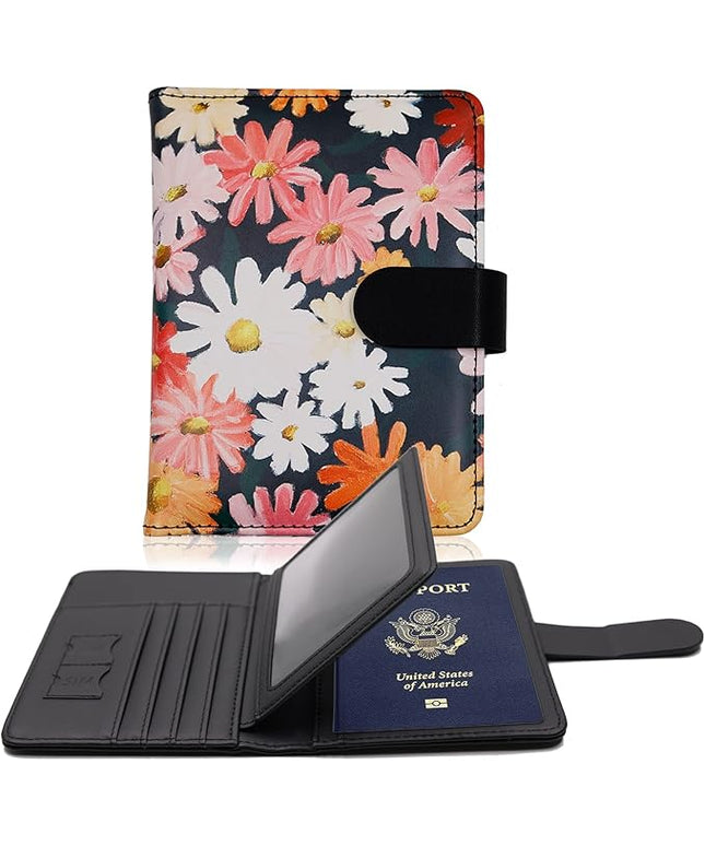 Melsbrinna Rfid Passport Holder for Travel women/Men, Cute Passport Wallet Rfid Blocking Card Slots, Rfid Passport Cover/CaseTravel Wallet, Passport Book Holder (1, Black1)