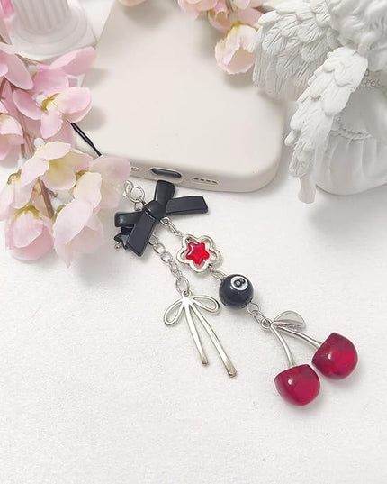 1-4PCS Cute Phone Charms Aesthetic Y2K Cell Phone Charms Strap Pink Strawberry Butterfly Star PhoneCharm Y2K Accessories for Bag Keychain Airpods Camera Pendants Decor