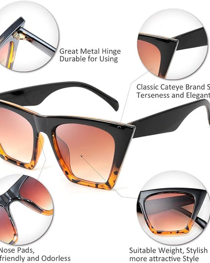 FEISEDY Vintage Square Cat Eye Sunglasses Women Trendy Cateye Sunglasses B2473