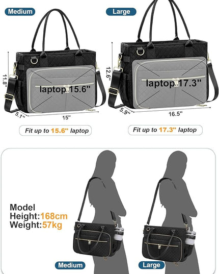 FIORETTO Teacher Tote Bag for Women with Laptop Compartment, Large Cup Holder, Zip Closure, Ideal for Work, Bible, Nurse
