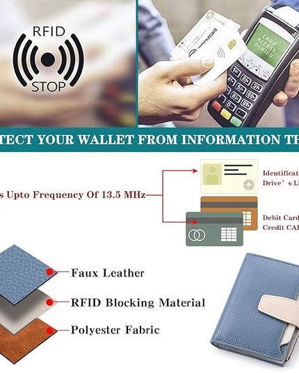 FALAN MULE Small Wallet for Women Leather Bifold Compact RFID Blocking Small Womens Wallet Purse