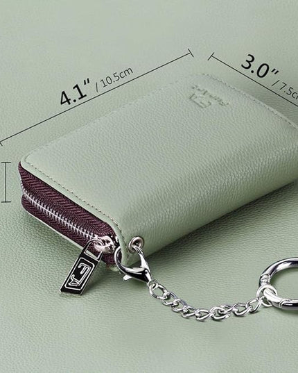 FurArt Zipper Wallet Women, RFID Blocking Credit Card Wallet, Business Card Holder, Compact Size KeyChain Wallet