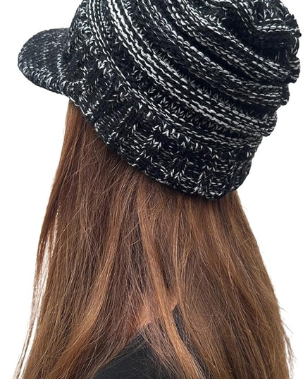 XYIYI Beanie Tail Winter Warm Knit Messy High Bun Ponytail Hats Visor Beanie Cap
