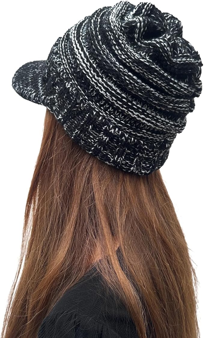 XYIYI Beanie Tail Winter Warm Knit Messy High Bun Ponytail Hats Visor Beanie Cap