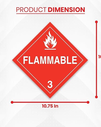 15 x Flammable Stickers and Decals | 10.75 x 10.75 Flammable Sign | Placard Sticker | Inhalation Hazard Placard | Self-adhesive, UV-resistant, Water-proof Hazard Stickers